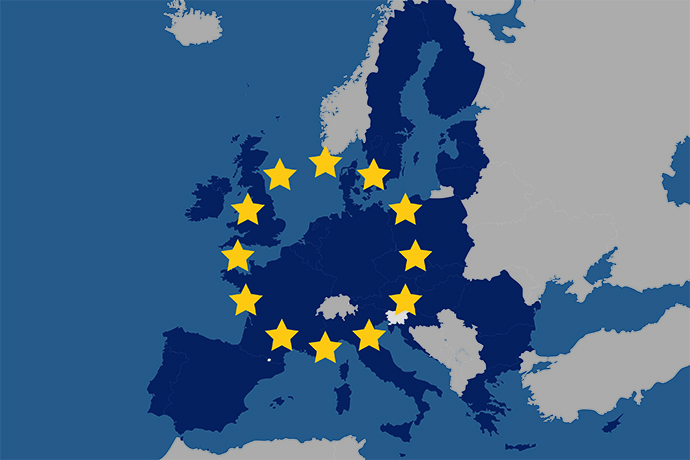 Map over the European Union. Map over the European Union.