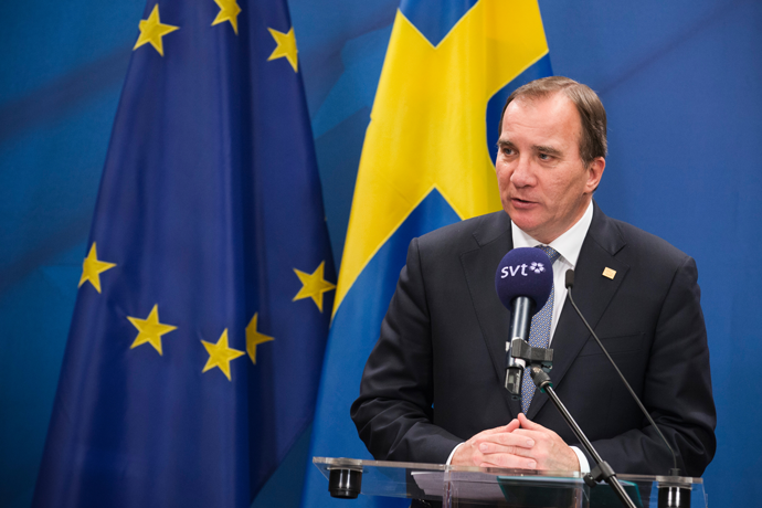 Stefan Löfven speaking on a press conference. Stefan Löfven speaking on a press conference.