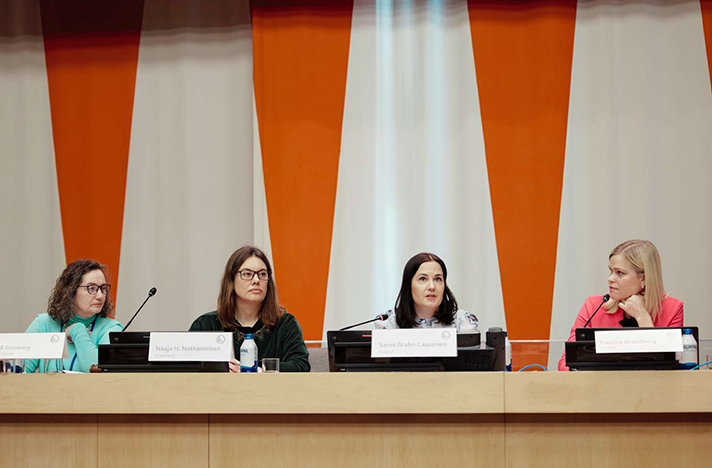 Minister for Gender Equality and Working Life Paulina Brandberg participates in a side event that focuses on A gender-equal future for financial freedom. 