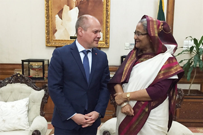 Minister for Justice and Migration Morgan Johansson and Prime Minister Sheik Hasina