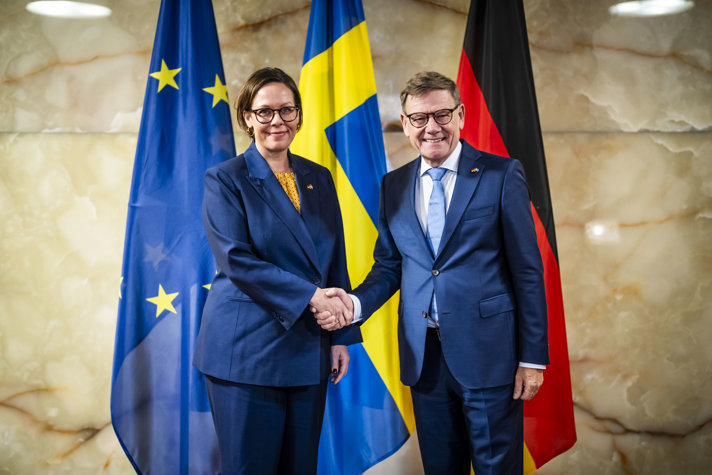 Minister for Foreign Affairs Maria Malmer Stenergard with Germany's Minister for Foreign Affairs Johann Wadephul.
