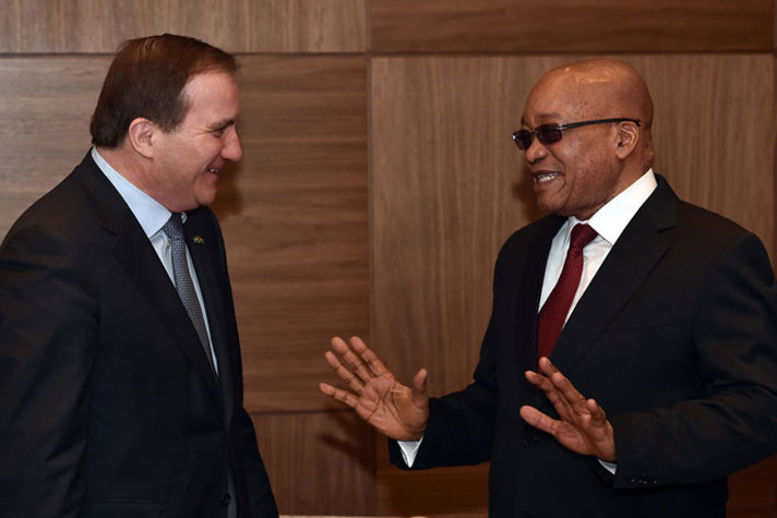 Photo of  Prime Minister Stefan Löfven and South African President Jacob Zuma