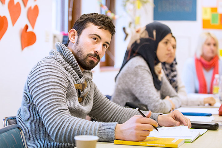 A student in a classroom