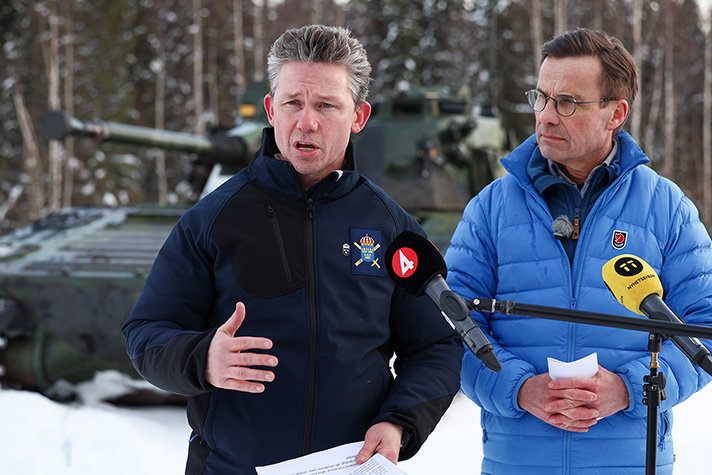 Minister for Defence Pål Jonson and Prime Minister Ulf Kristersson.
