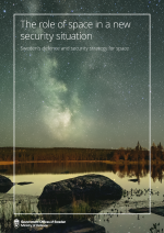 Cover of Sweden's defence and security strategy for space.
