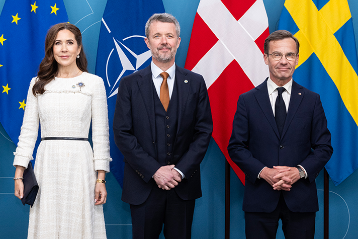 The King and Queen of Denmark and Prime Minister Ulf Kristersson. 