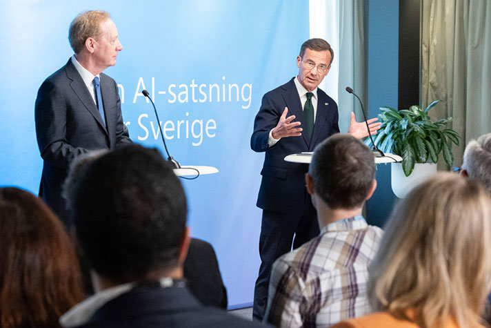 Swedens Prime Minister Ulf Kristersson at an AI conference.