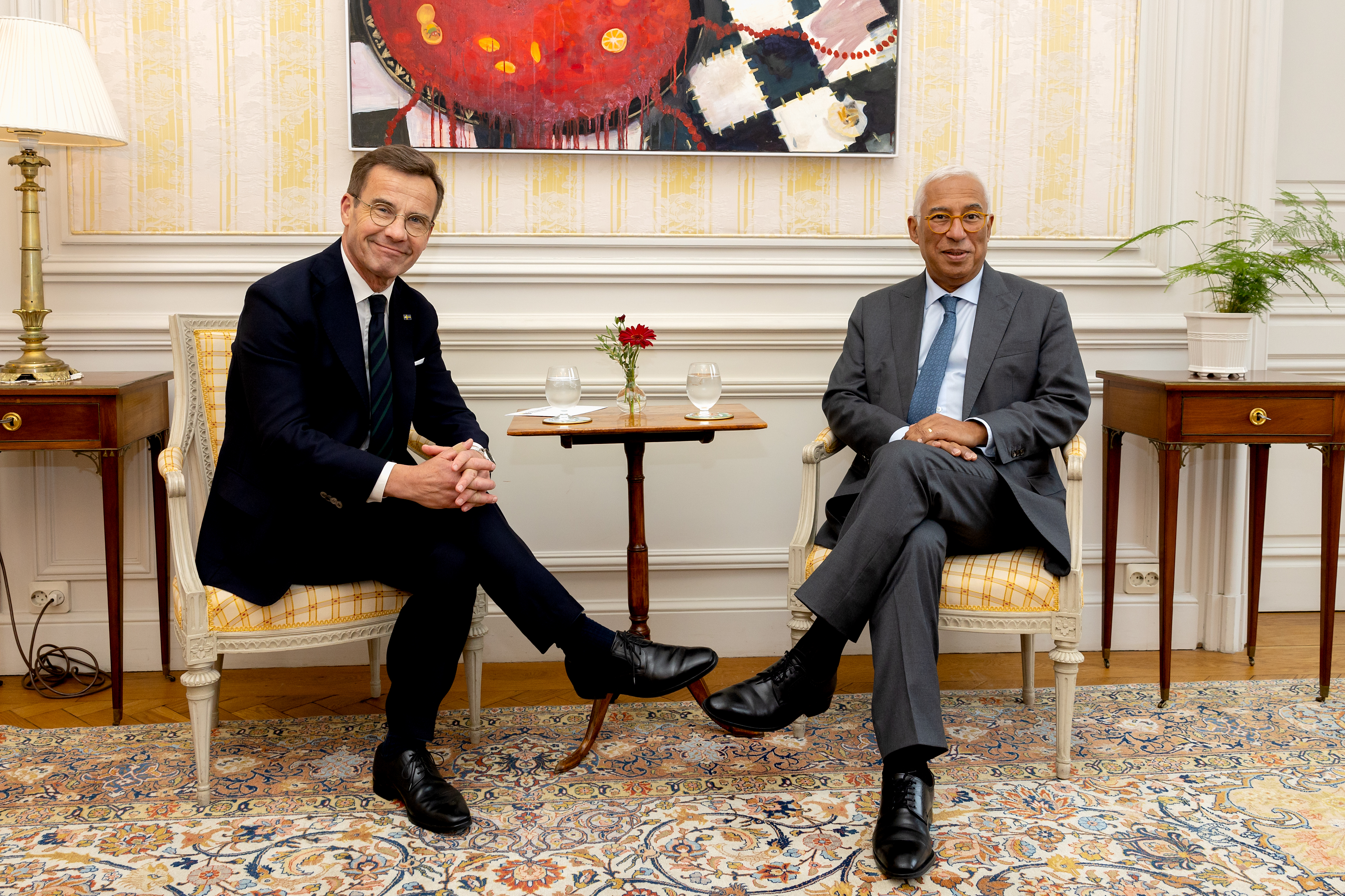 Prime Minister Ulf Kristersson and President-elect of the European Council António Costa held a working lunch in the Sager House.