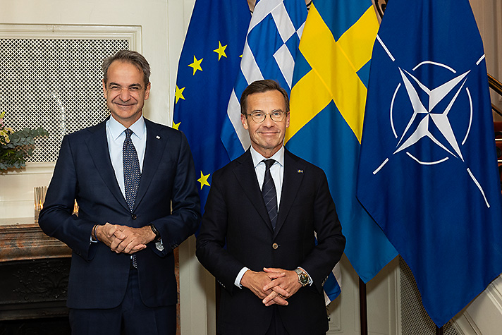 Swedish Prime Minister Ulf Kristersson received Prime Minister Kyriakos Mitsotakis of Greece. 
