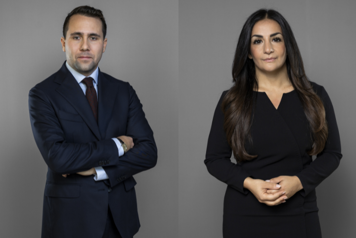 Benjamin Dousa and Parisa Liljestrand against a grey background.