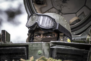 Close-up on a soldiers eyes