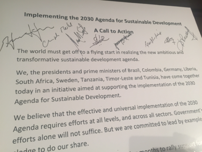 Signed document of the initiative aimed at supporting the implementation of the 2030 Agenda for Sustainable Development Signed document of the initiative aimed at supporting the implementation of the 2030 Agenda for Sustainable Development